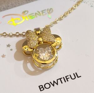 Disney Gold Necklace with Bow Pendant